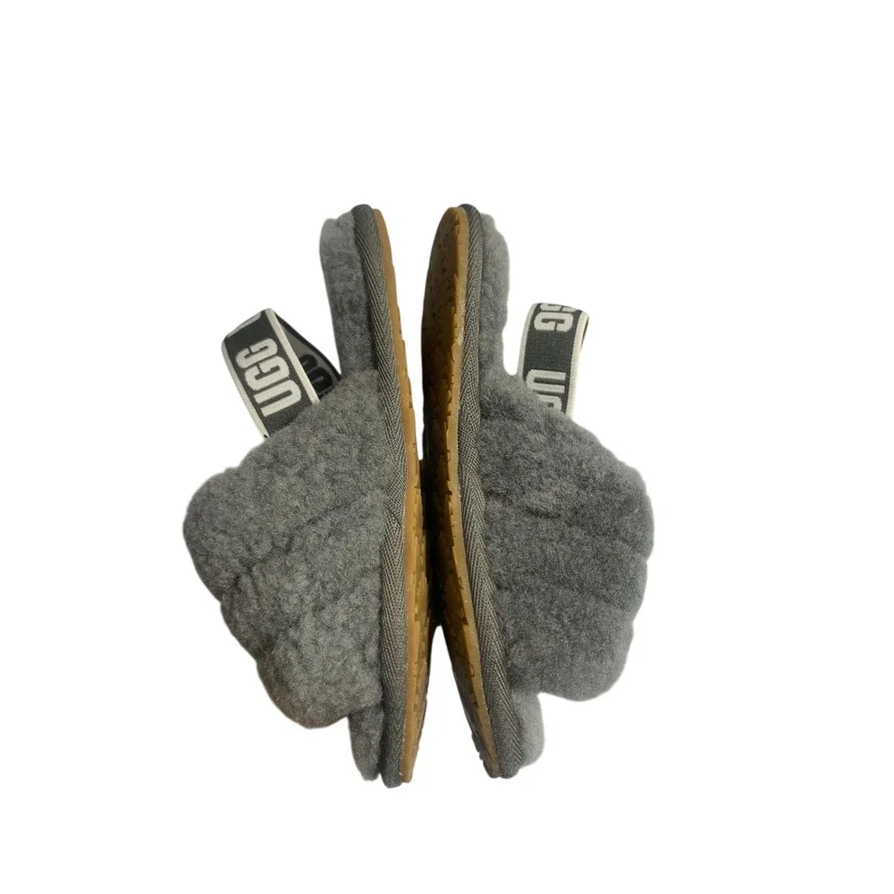 UGG Kids Fluff Yeah Slide‎ Slippers Gray Fuzzy US 10 KIDS back Sandals, Comfy SZ